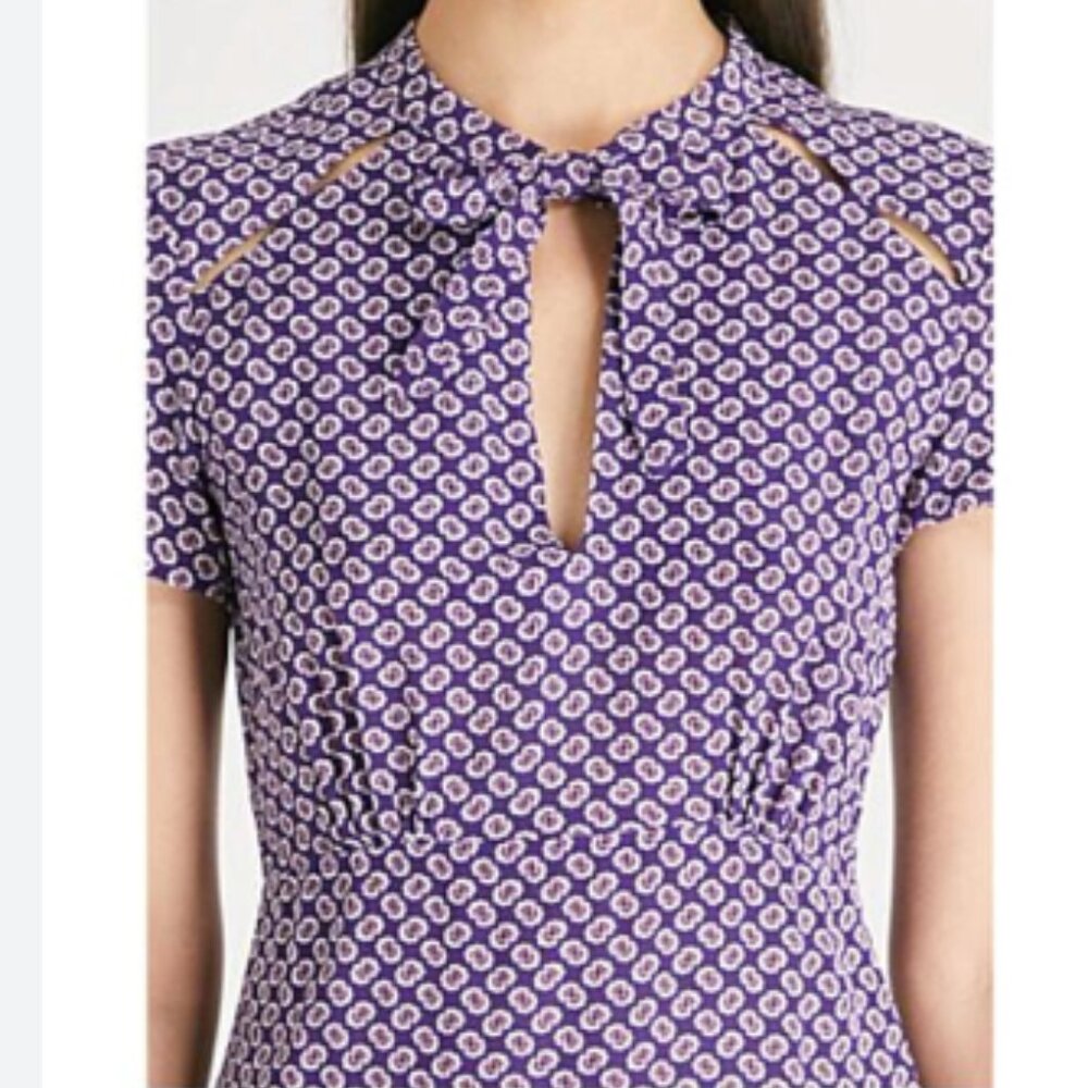 Maje Ramba Floral Print Cutout Silk Mini Dress - Picture 2 of 8
